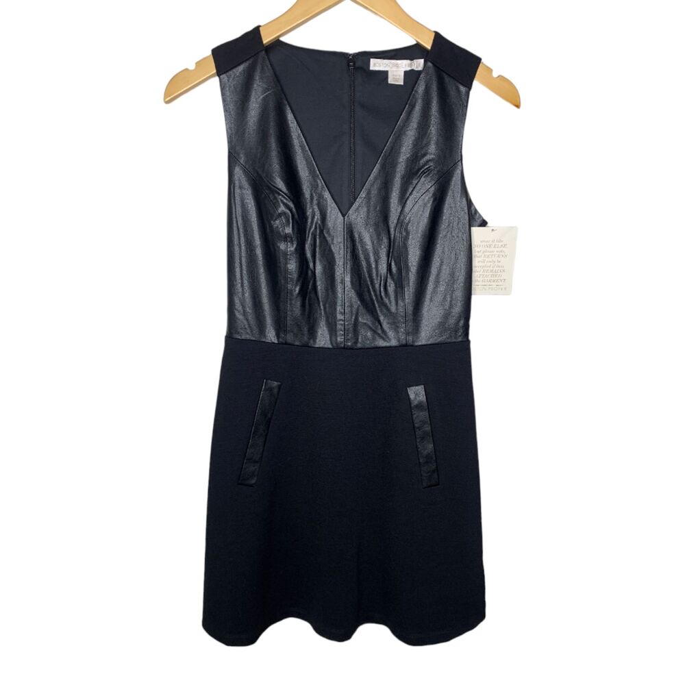 Boston Proper sleeveless faux leather dress black size 2